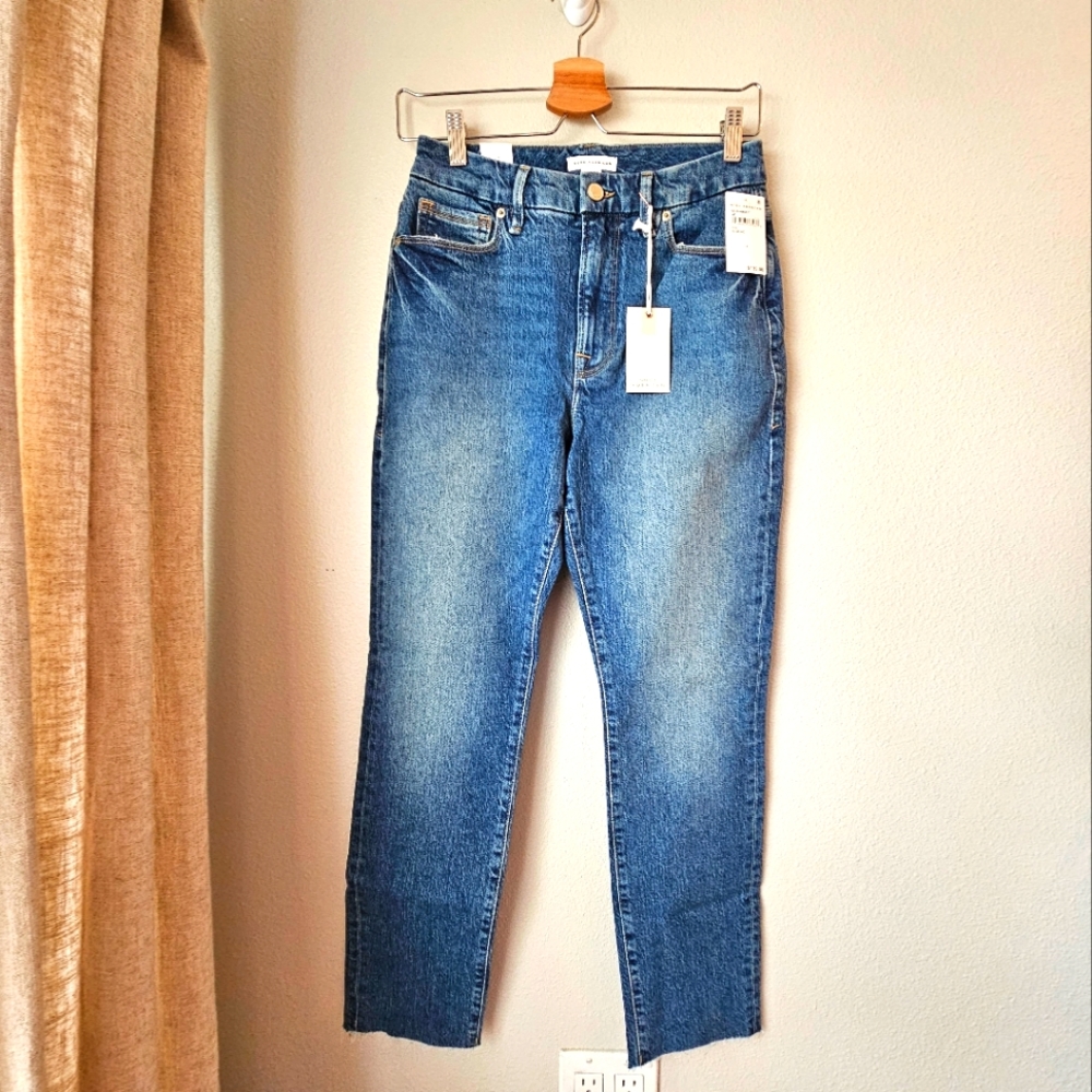 NWT Good American Good Classic Skinny Jeans Cut-Off Raw Hem - Picture 2 of 7